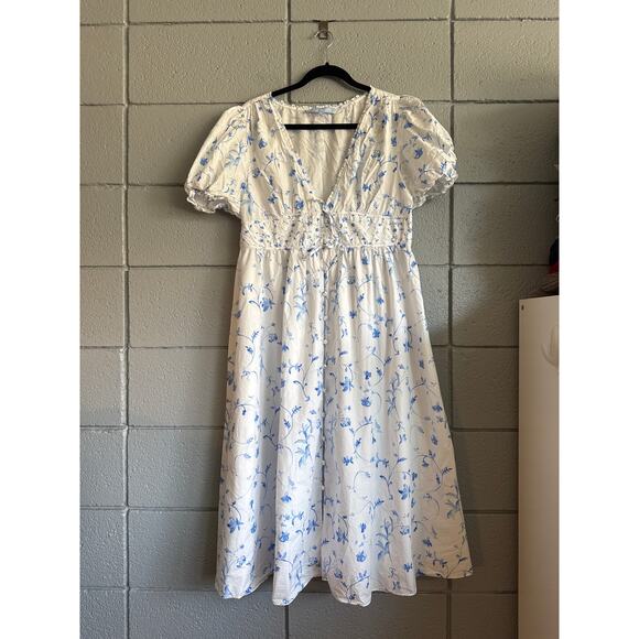 Women's Hill House Sabrina Nap Dress in Blue Botanical size XL Coquette Cottage - Picture 2 of 5